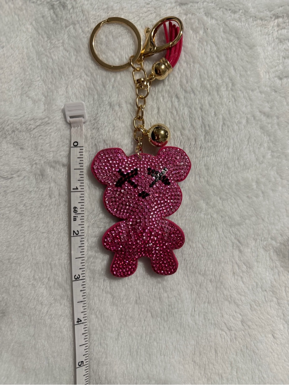 Hot Pink Bling Teddy Bear Keychain or Charm